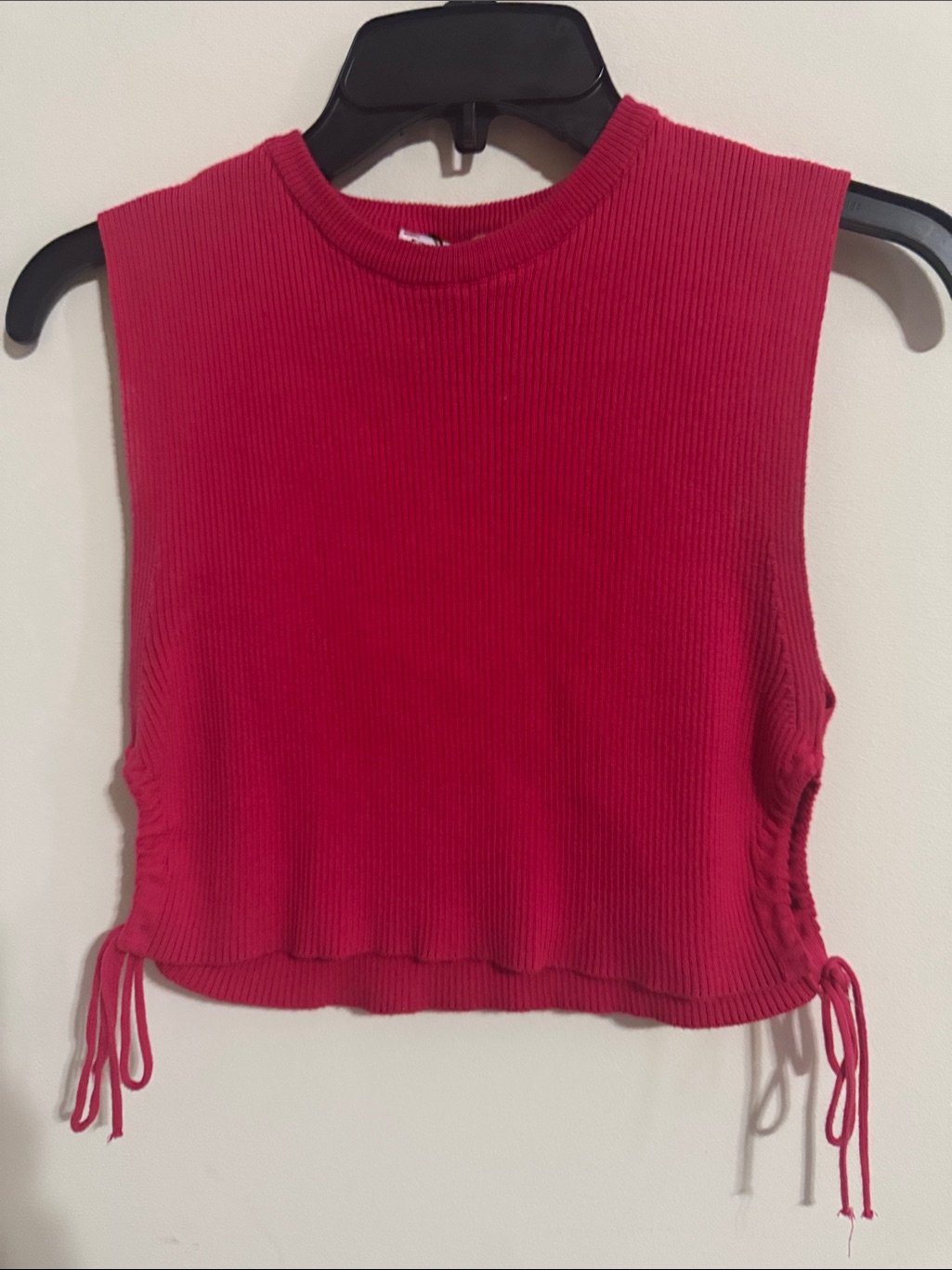 Zara Fuchsia Ribbed Tank With Side Ties